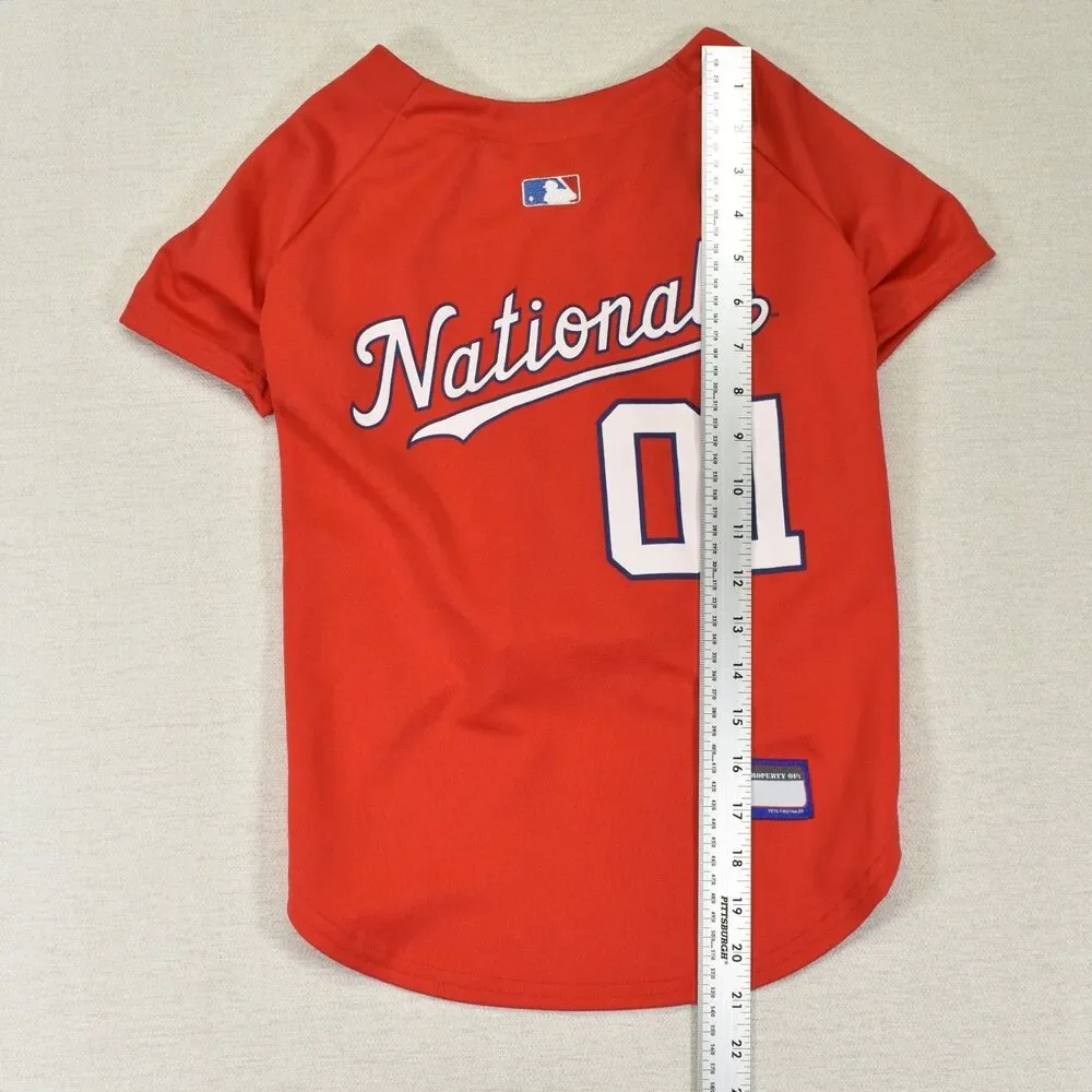 Washington Nationals Dog Jersey Large Red MLB Pet Shirt Fanatics 01 Baseball